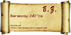 Barancsy Zóra névjegykártya